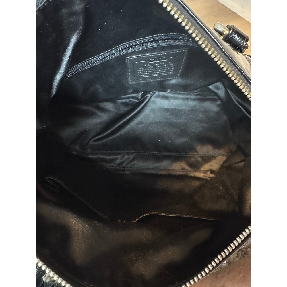 Coach Black Op Art Dotted C Jacquard Patent Leather Satchel Handbag - Picture 8 of 10